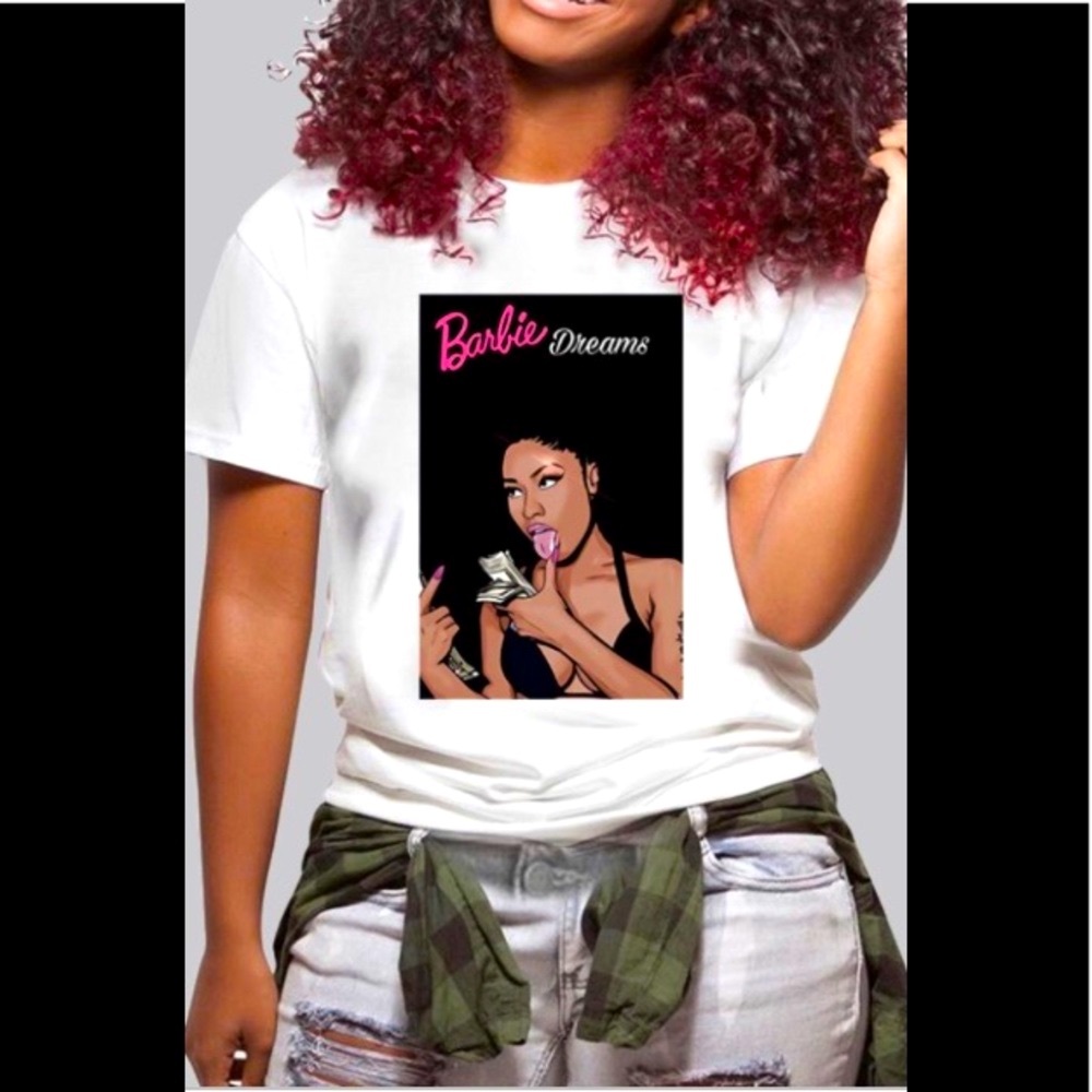Rare Beautiful Black BARBIE DREAMS Short Sleeve T-Shirt 100% Cotton shirt
